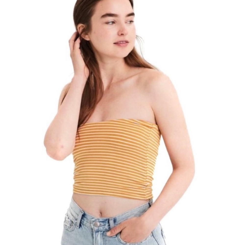 American Eagle Outfitters AEO Soft & Sexy Strapless Yellow Tube Top